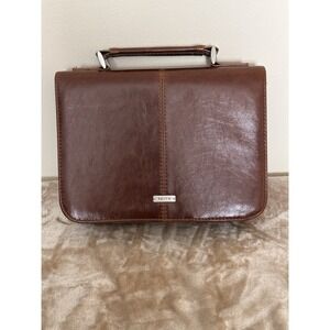 Christian Art Gifts Men/Women's Classic Bible Cover Faith Badge, Brown Faux